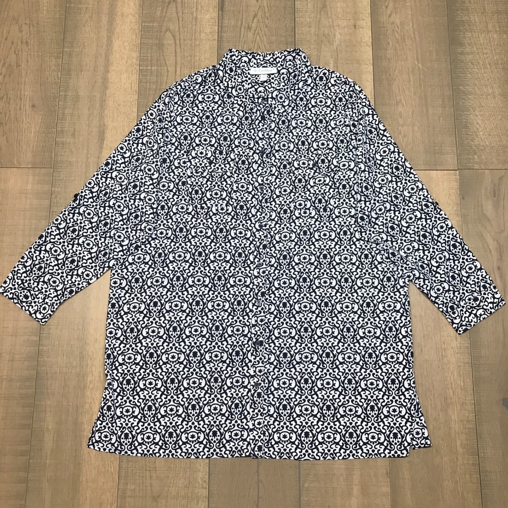 Coolibar‎ Shirt Womens 2X Blue Sun Protection Santorini Tunic Beach Long Sleeve
